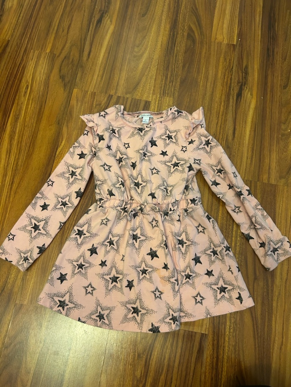 Splendid Pink Star Print Long Sleeve Dress